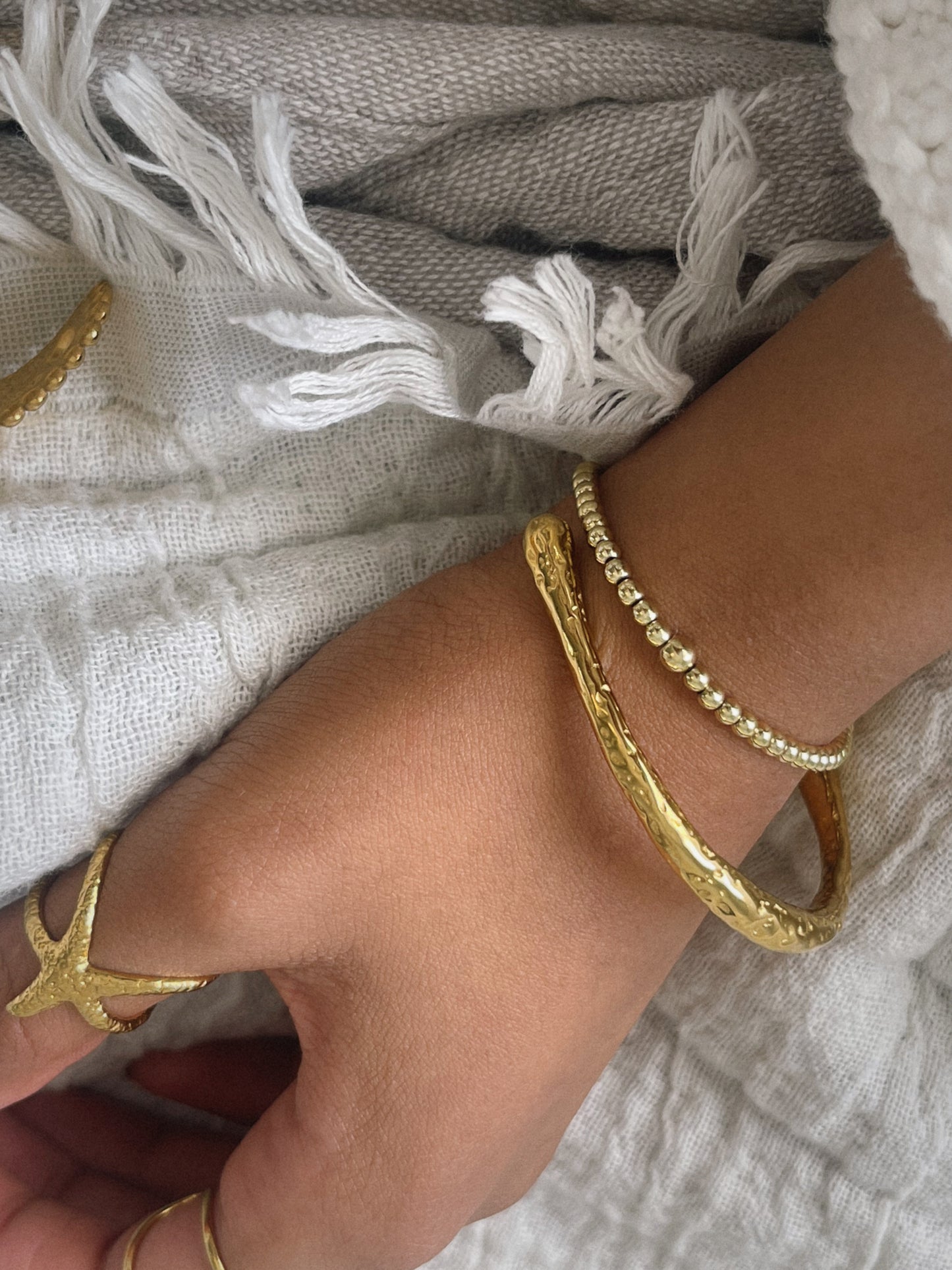 Abstract Hammered Bangle